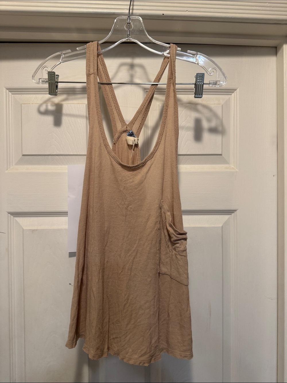 We The Free beige Ribbed Racerback Tank
